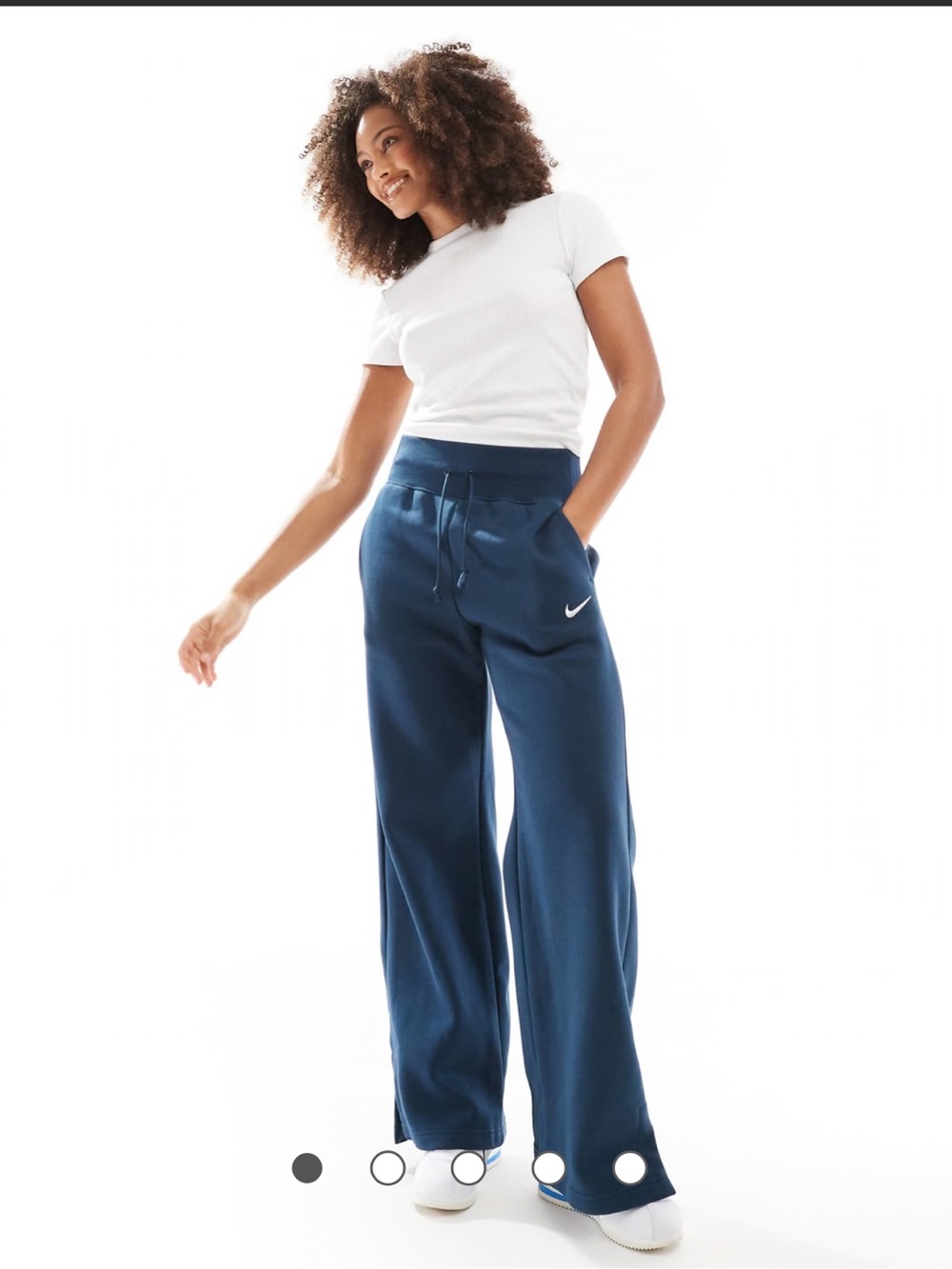 Nike Navy Wide-Leg Sweatpants with Swoosh